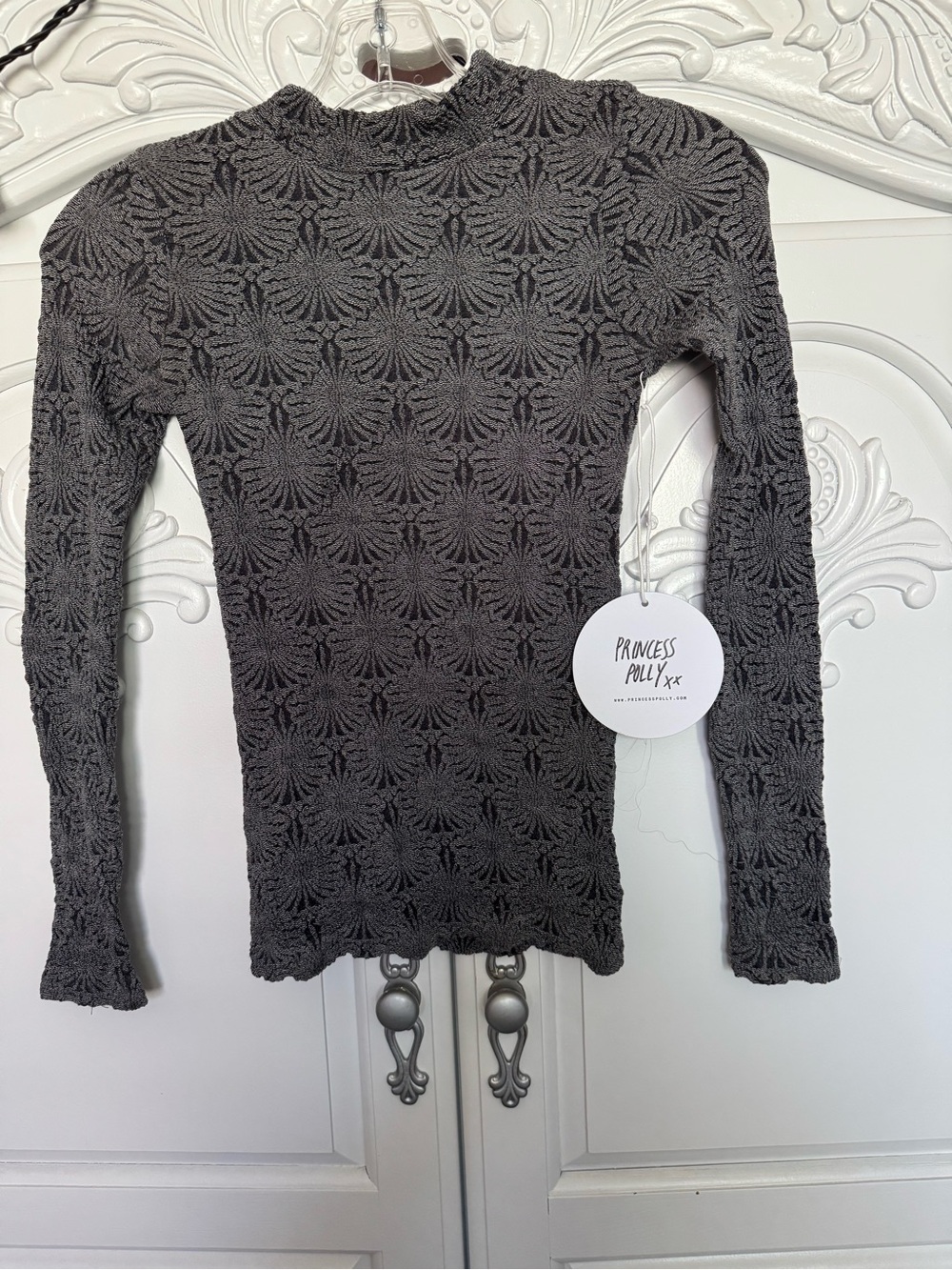 Princess Polly Black and Gray Ribbed Knit Top
